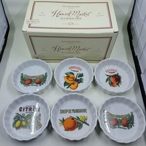 Williams-Sonoma Harvest Market Ramekins Set Of 6 White Fruit 4 In Italy Ceramic